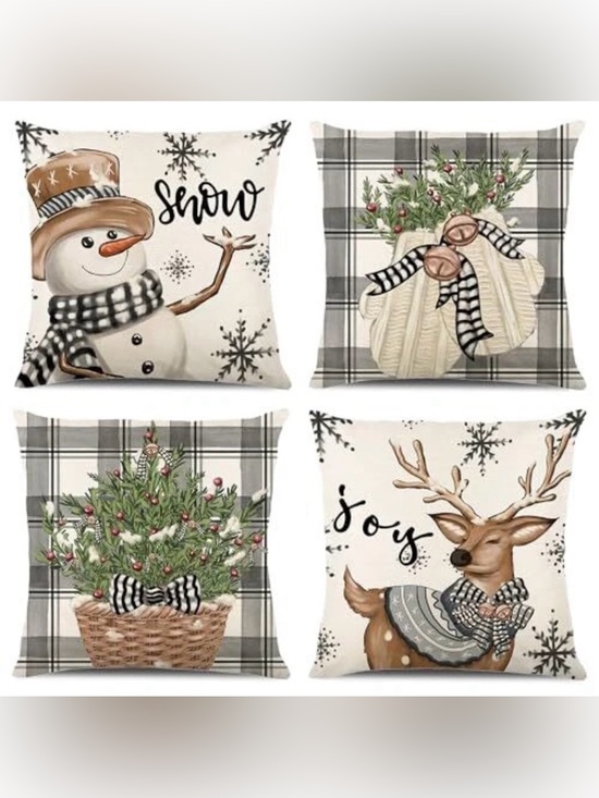 Unknown Other - Christmas (4) Woodland Pillow Covers~ Pillow Not Included - New